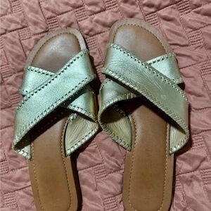 Jack Rogers Metallic Gold Slide Sandals